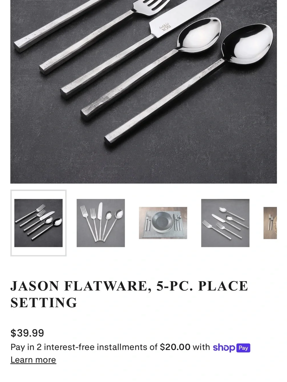 Inox Artisans Jason rustic black matte flatware utensils